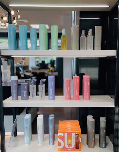 Pflegeprodukte im Frisörsalon